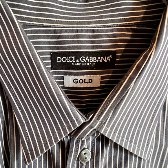 Dolce and Gabbana (Gold) Men’s Large Dark Blue dress shirt US neck 16.5/42 - Picture 4 of 7